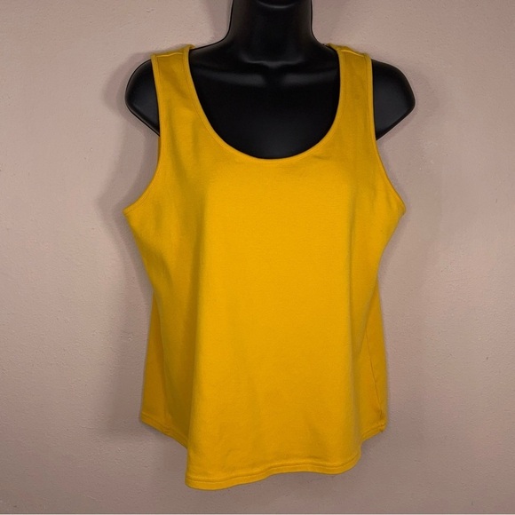 PETITE LARGE RELATIVITY YELLOW TANK TOP SLEEVELESS STRETCH CASUAL SCOOP NECKLINE - Picture 13 of 13